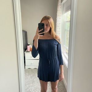 Brandy Melville navy blue off the shoulder romper